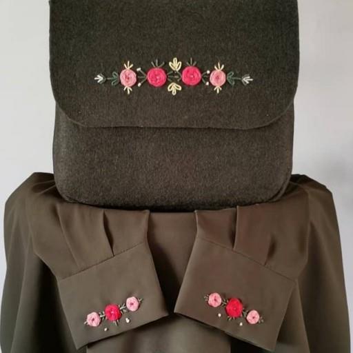 ست روسری و ساق دست و کیف گلدوزی شیک